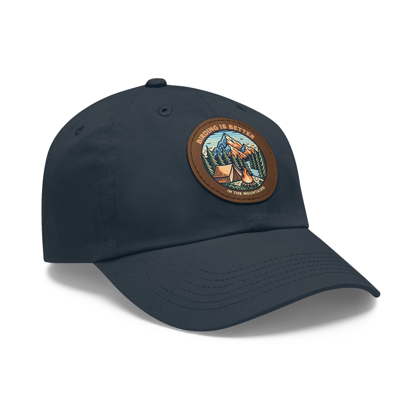The Nerdy Birder - "Birding is Better in the Mountains" Dad Hat, Leather Patch Cap, Perfect Gift for Dads, Nature Lovers, Casual Style Cap, Summer Accessories