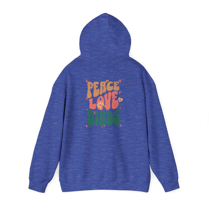 Peace Love Birds Unisex Hoodie Back Design - Cozy Sweatshirt for Nature Lovers
