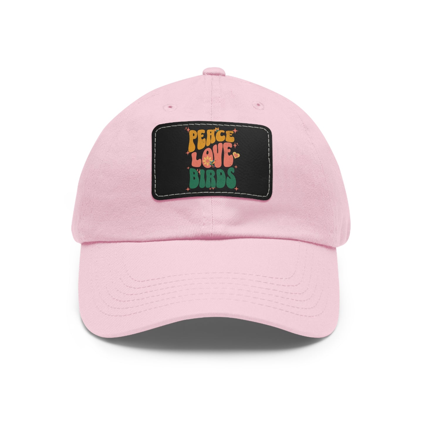 Peace Love Birds  Hat with Leather Patch, Casual Cap for Bird Lovers