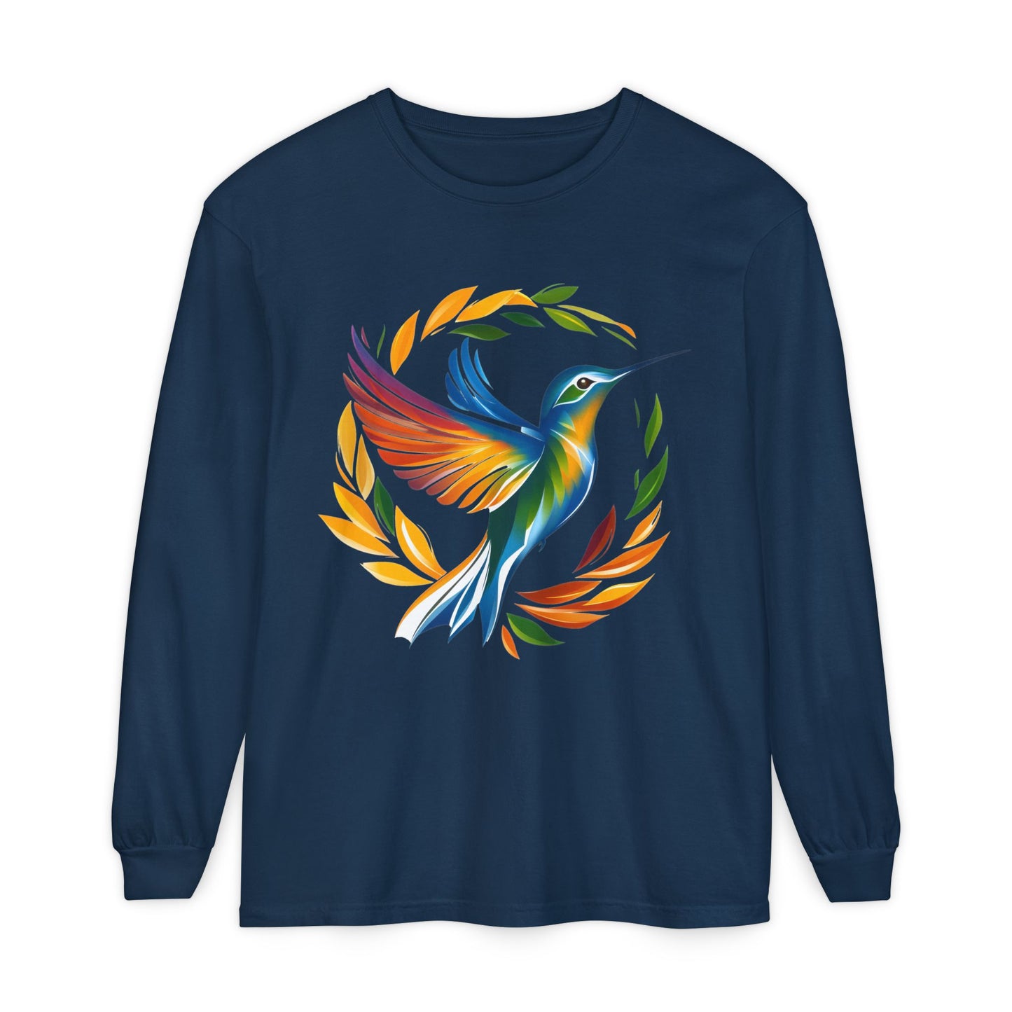 Hummingbird Rainbow Garment-dyed Long Sleeve T-Shirt