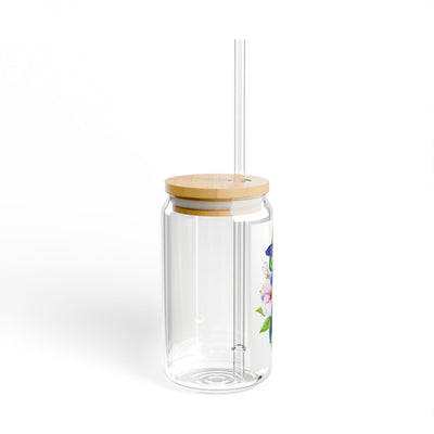 The Nerdy Birder Hummingbirds 16oz Sipper Glass With Bamboo Lid