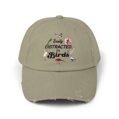 Easily Distracted By Birds Vintage Style Hat - Unisex Distressed Cap