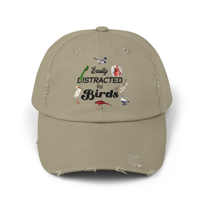Easily Distracted By Birds Vintage Style Hat - Unisex Distressed Cap
