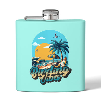 Birding Vibes Tropical Stainless Steel Flask, 6oz - Beach Style Hip Flask for Adventurers