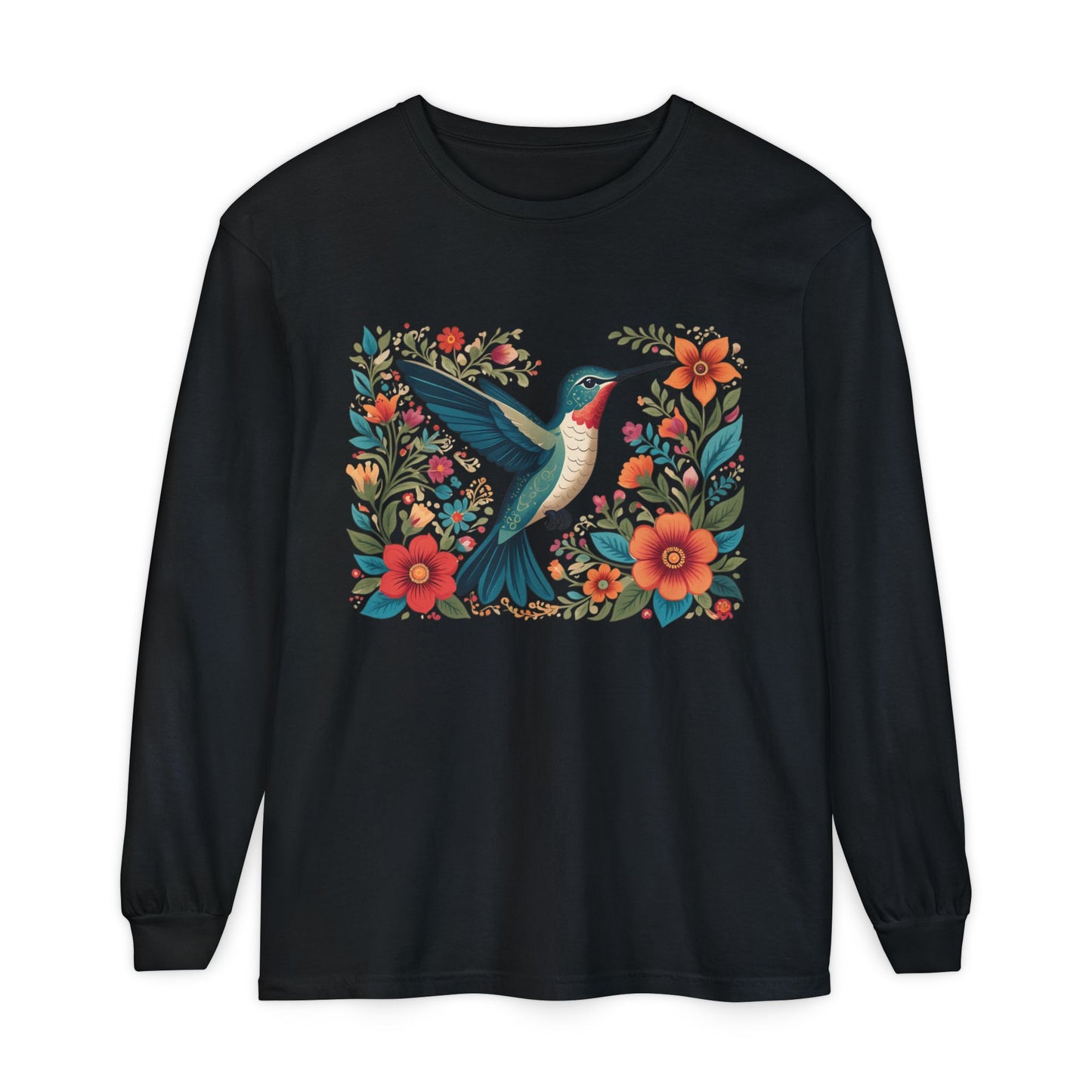 Hummingbird In Bloom Long Sleeve T-Shirt