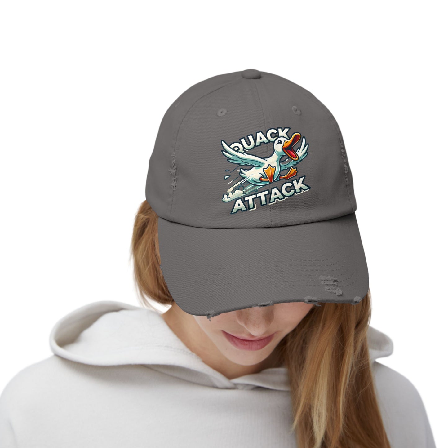 The Nerdy Birder Quack Attack Vintage Style Hat - Unisex Distressed Cap