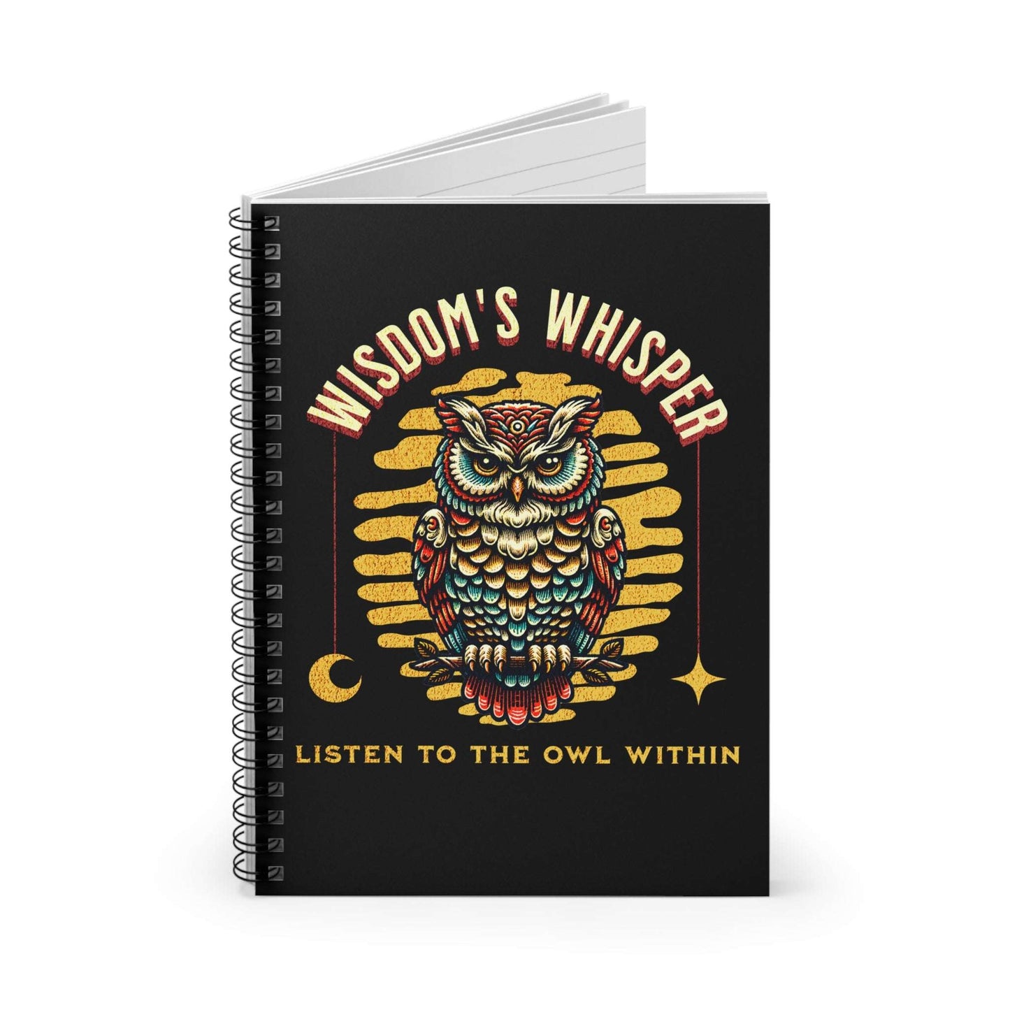 Wisdom's Whisper Spiral Notebook - Owl Design for Creative Minds
