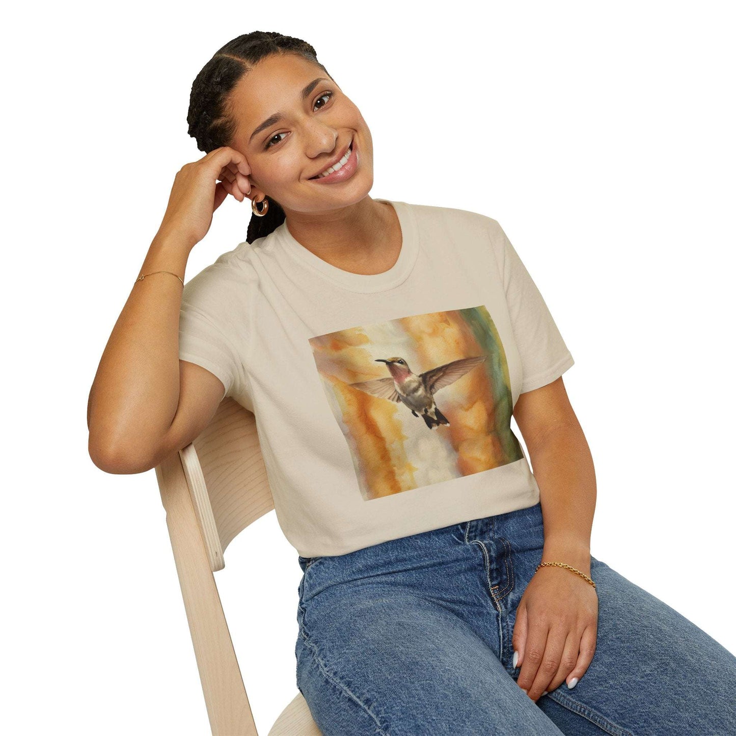 Hummingbird Watercolor T-Shirt, Nature Lover Gift, Birdwatching Shirt