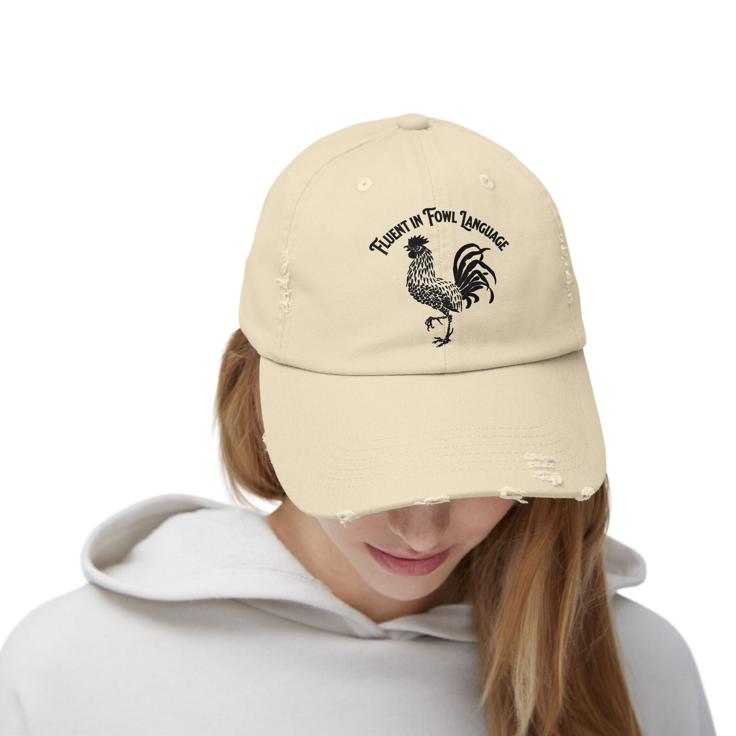 The Nerdy Birder Fluent In Fowl Language Vintage Style Hat - Unisex Distressed Cap