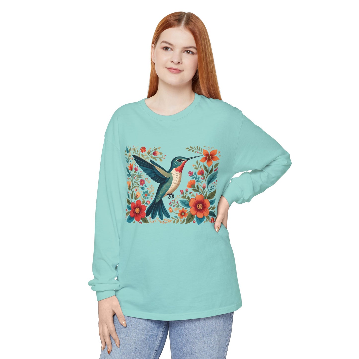 Hummingbird In Bloom Long Sleeve T-Shirt