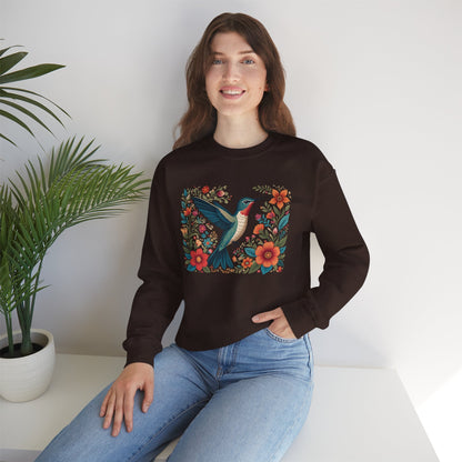 Hummingbird In Bloom Graphic Unisex Crewneck Sweatshirt