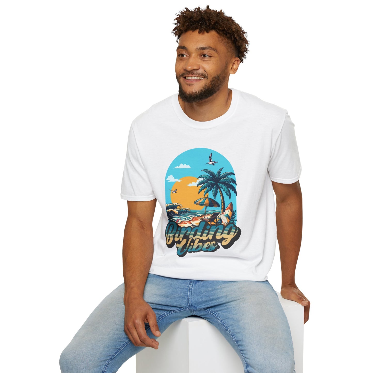 Birding Vibes Unisex Softstyle T-Shirt - Tropical Beach Graphic Tee