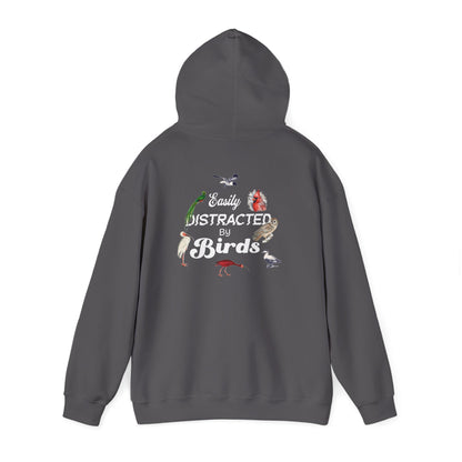 The Nerdy Birder - Easily Distracted by Birds Back Design Unisex Hoodie - Cozy Sweatshirt for Nature Lovers