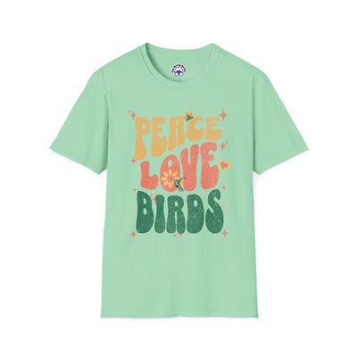 Peace Love Birds Unisex Softstyle T-Shirt - Retro Vibe Tee for Casual Wear