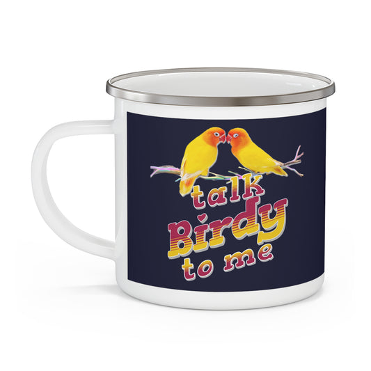 Talk Birdy to Me Colorful Bird-Themed Enamel Camping Mug