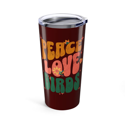 Peace Love Birds Maroon 20oz Travel Tumbler