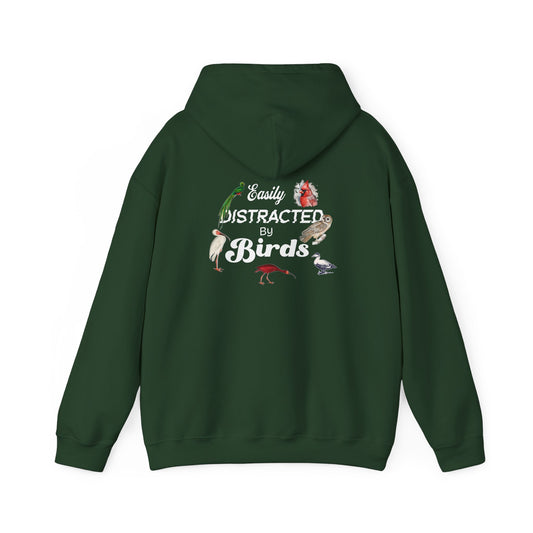The Nerdy Birder - Easily Distracted by Birds Back Design Unisex Hoodie - Cozy Sweatshirt for Nature Lovers