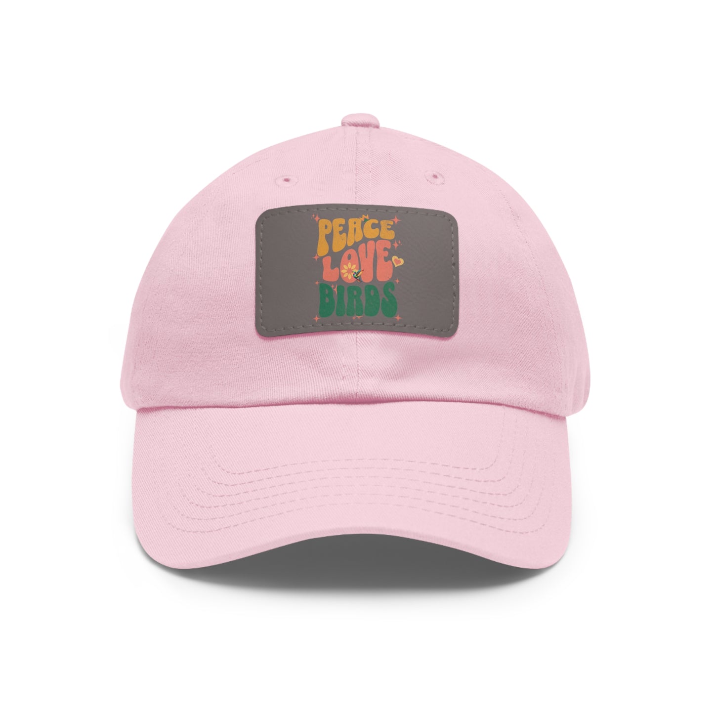 Peace Love Birds  Hat with Leather Patch, Casual Cap for Bird Lovers