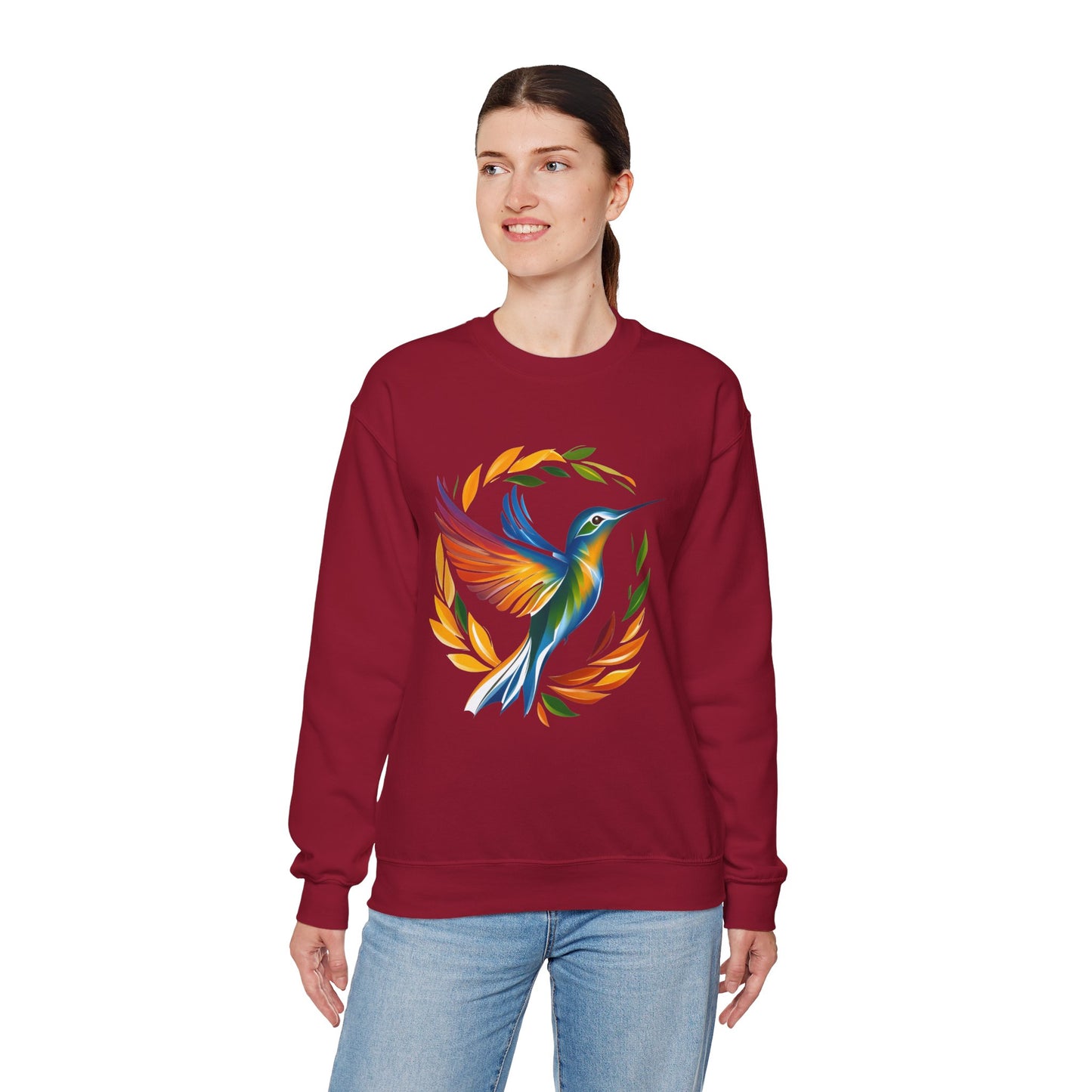 Hummingbird Rainbow Graphic Unisex Crewneck Sweatshirt