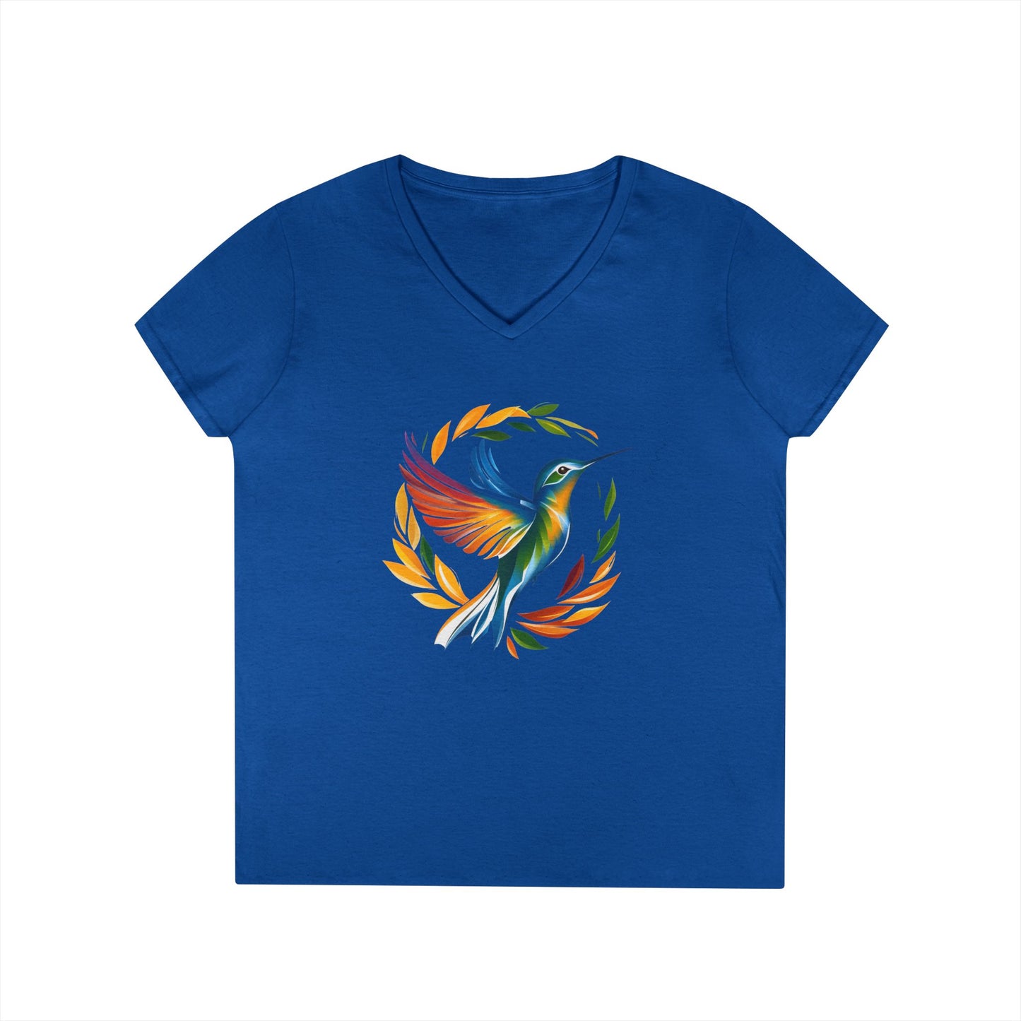 Rainbow Hummingbird Ladies' V-Neck T-Shirt