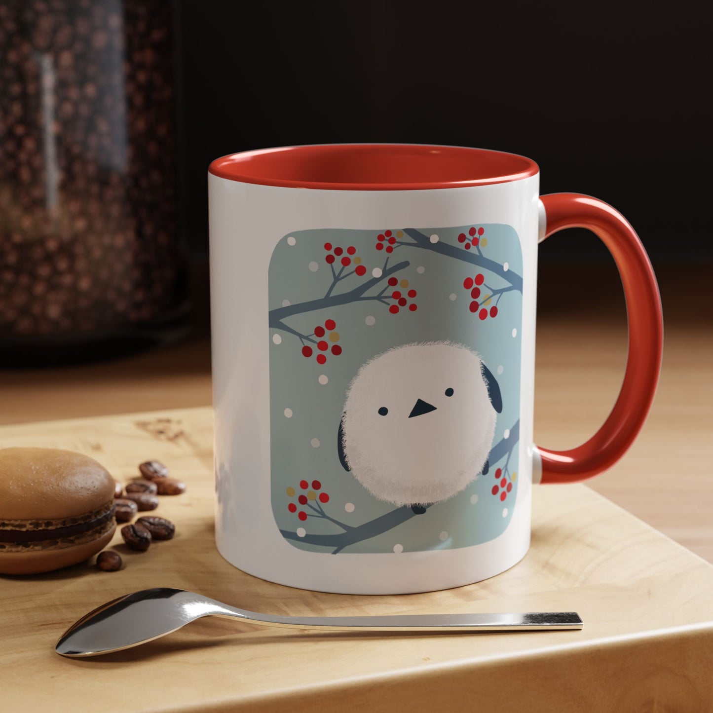 Cute Bird & Cherry Blossom Accent Coffee Mug - 11oz & 15oz