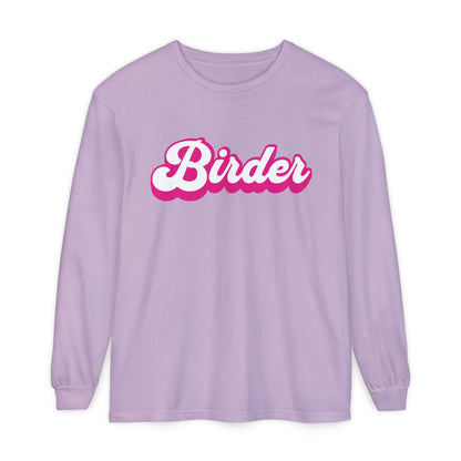 Pink Birder Unisex Garment-dyed Long Sleeve T-Shirt
