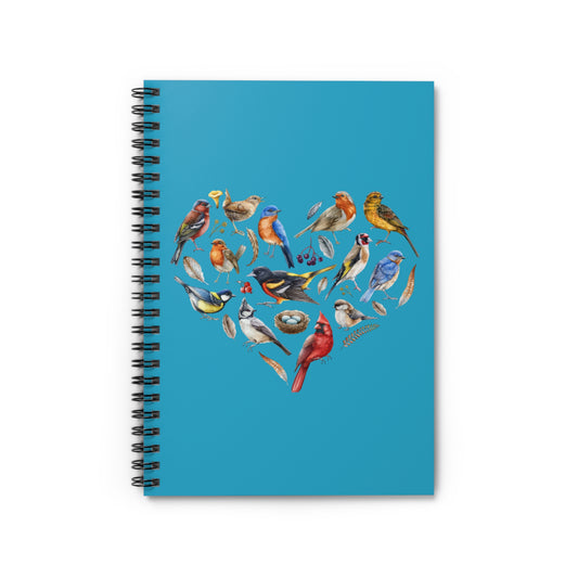 Bird Heart Spiral Notebook - Vibrant Heart Design
