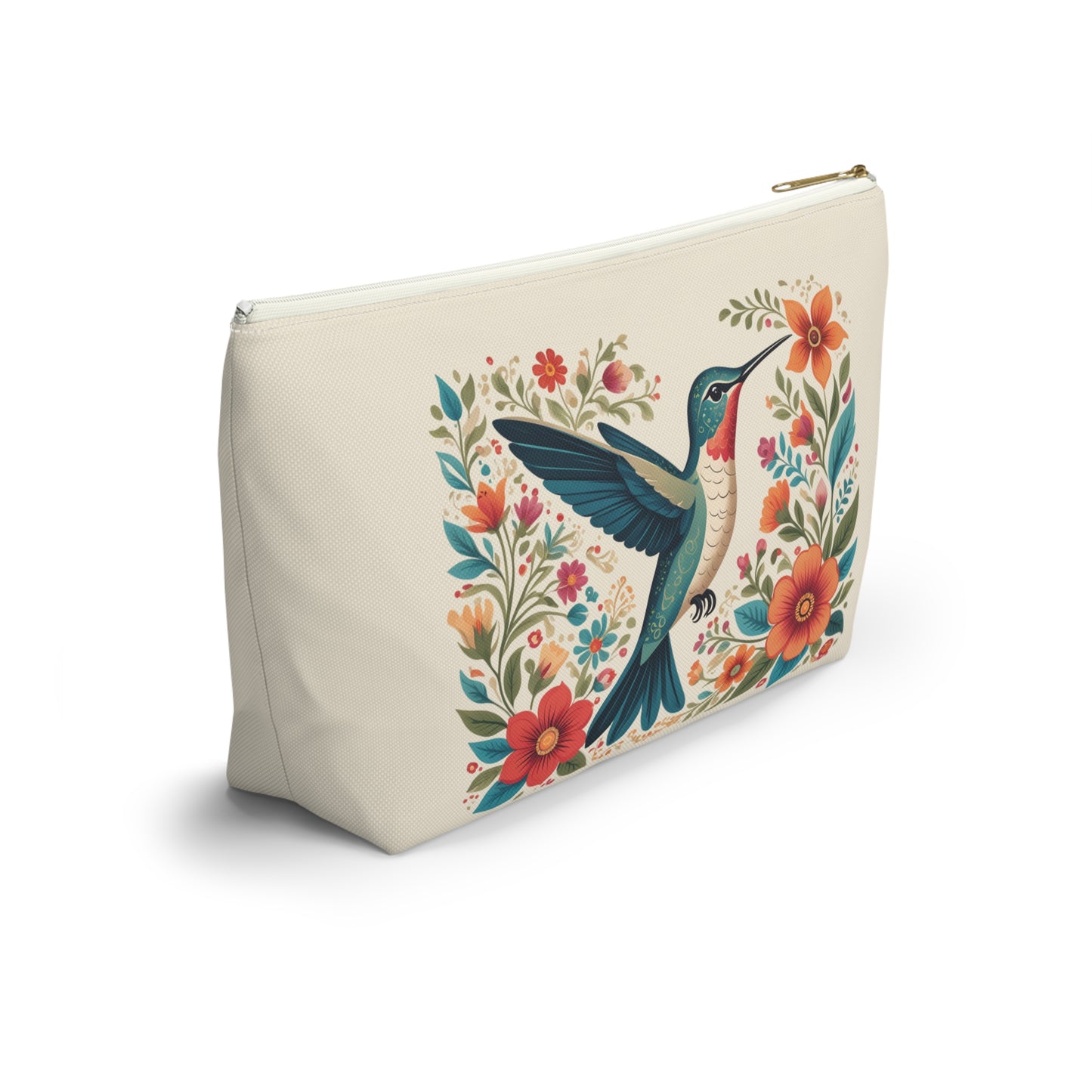Hummingbird In Bloom Accessory Pouch Natural