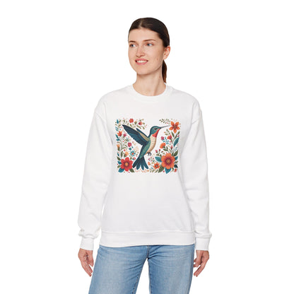 Hummingbird In Bloom Graphic Unisex Crewneck Sweatshirt