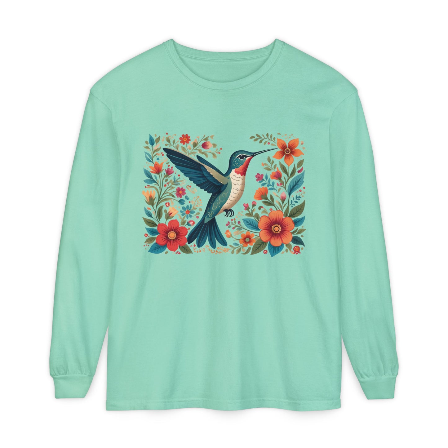 Hummingbird In Bloom Long Sleeve T-Shirt