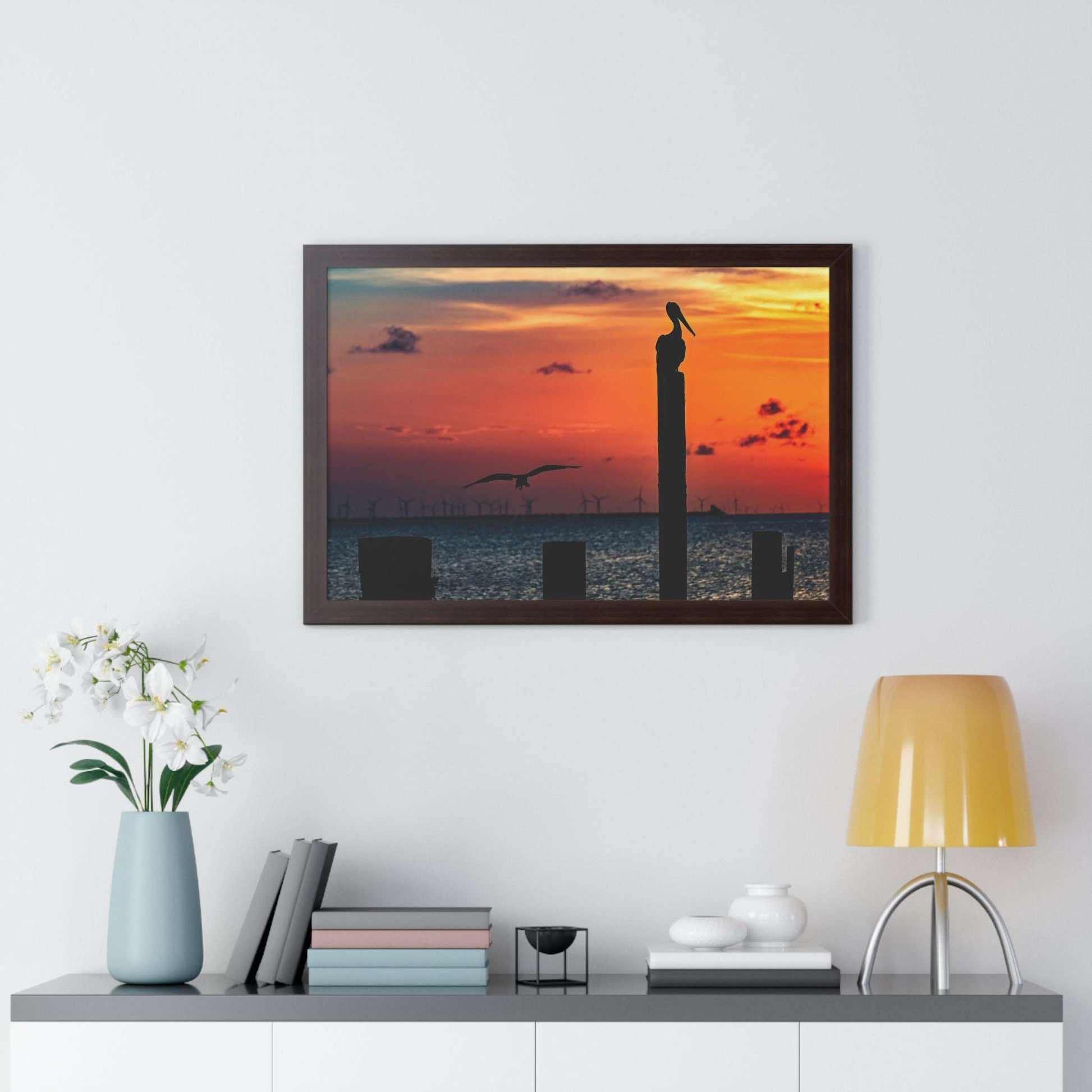 Serene Sunset Framed Horizontal Poster - Coastal Decor for Beach Lovers
