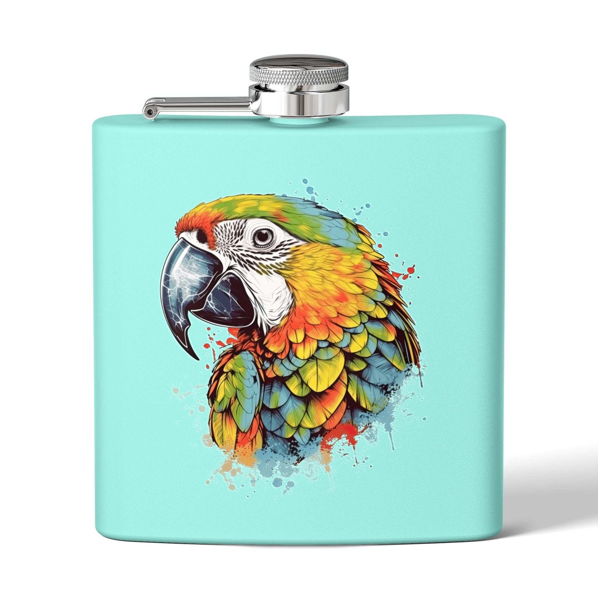 Colorful Parrot Stainless Steel Flask - 6oz
