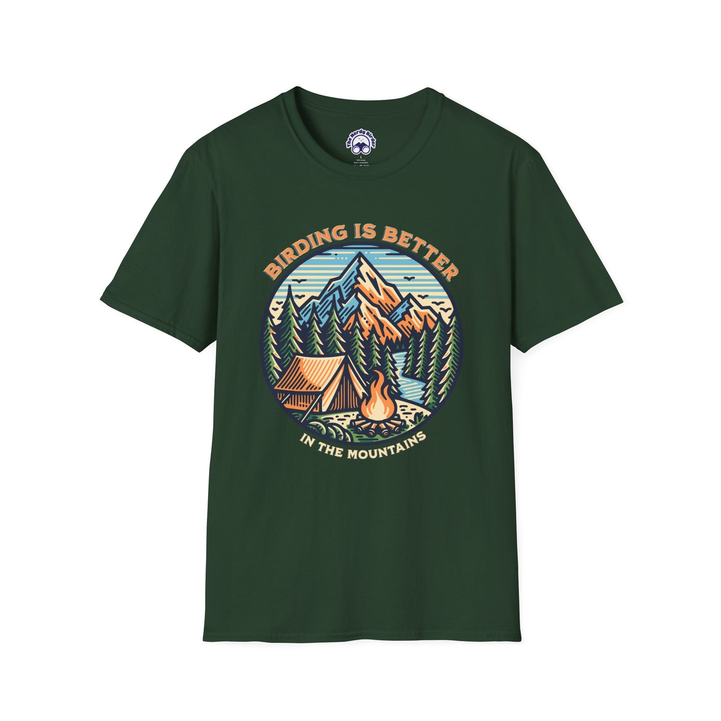 Birding in The Mountains Unisex Softstyle T-Shirt - Nature Lover's Gift