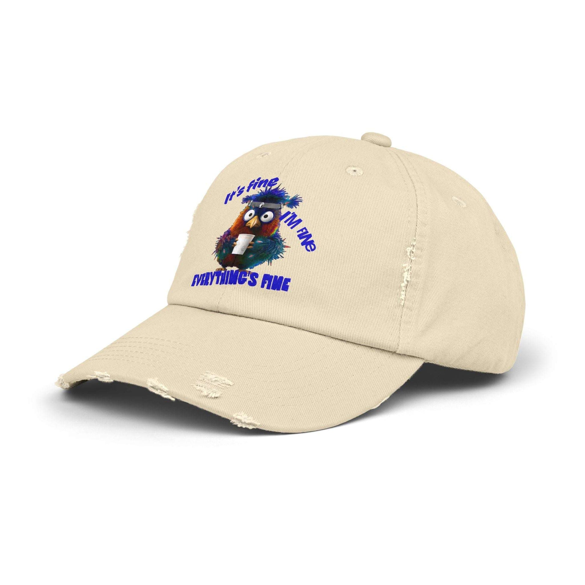 The Nerdy Birder It's Fine Everything's Fine e Vintage Style Hat - Unisex Distressed Cap