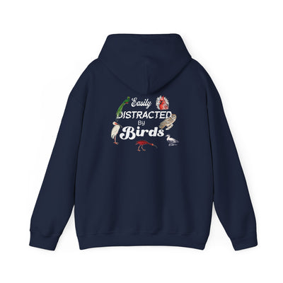 The Nerdy Birder - Easily Distracted by Birds Back Design Unisex Hoodie - Cozy Sweatshirt for Nature Lovers