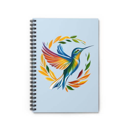 Hummingbird Rainbow Spiral Notebook Blue