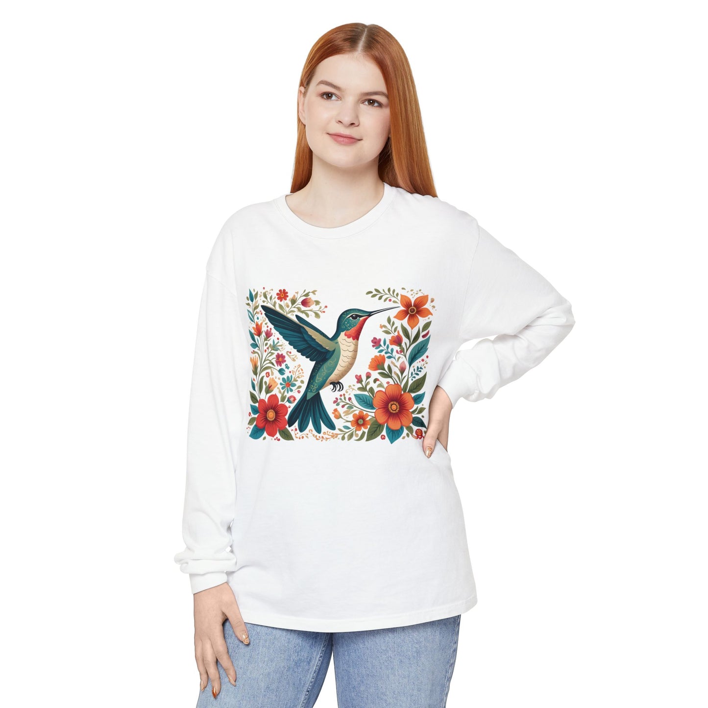 Hummingbird In Bloom Long Sleeve T-Shirt