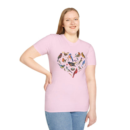 Bird Heart Unisex Softstyle T-Shirt - Heart Design