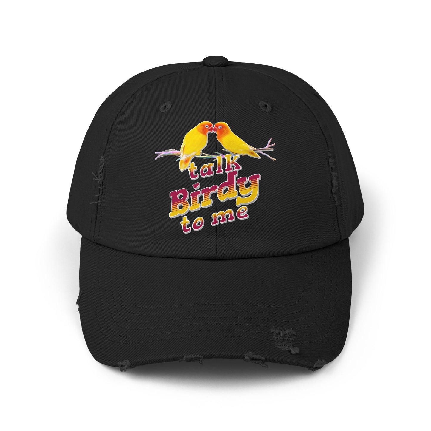 Talk Birdy To Me Distressed Cap, Casual Hat for Bird Lovers, Unique Gift for Nature Enthusiasts, Trendy Apparel for Outdoor Adventures