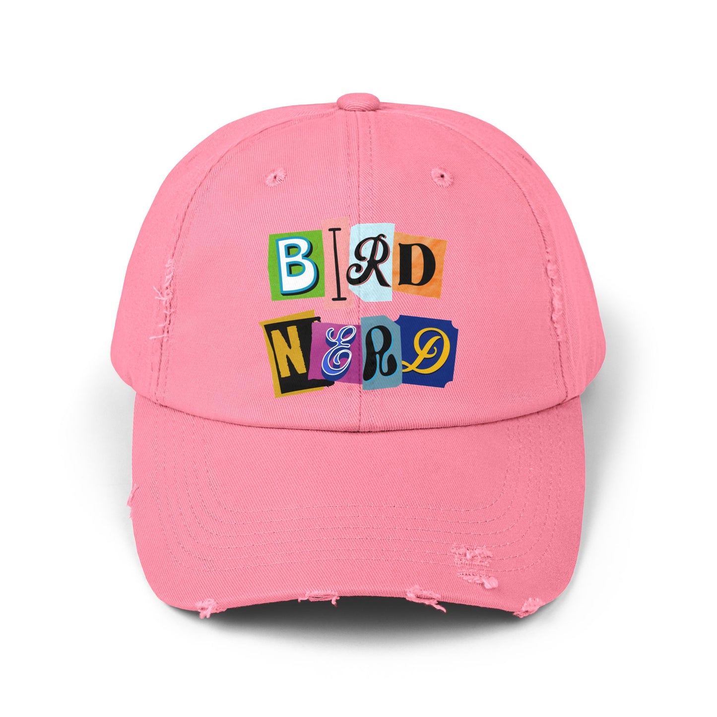 The Nerdy Birder - "Bird Nerd" Distressed Cap, Casual Hat for Bird Lovers, Unique Gift for Nature Enthusiasts, Trendy Apparel for Outdoor Adventures