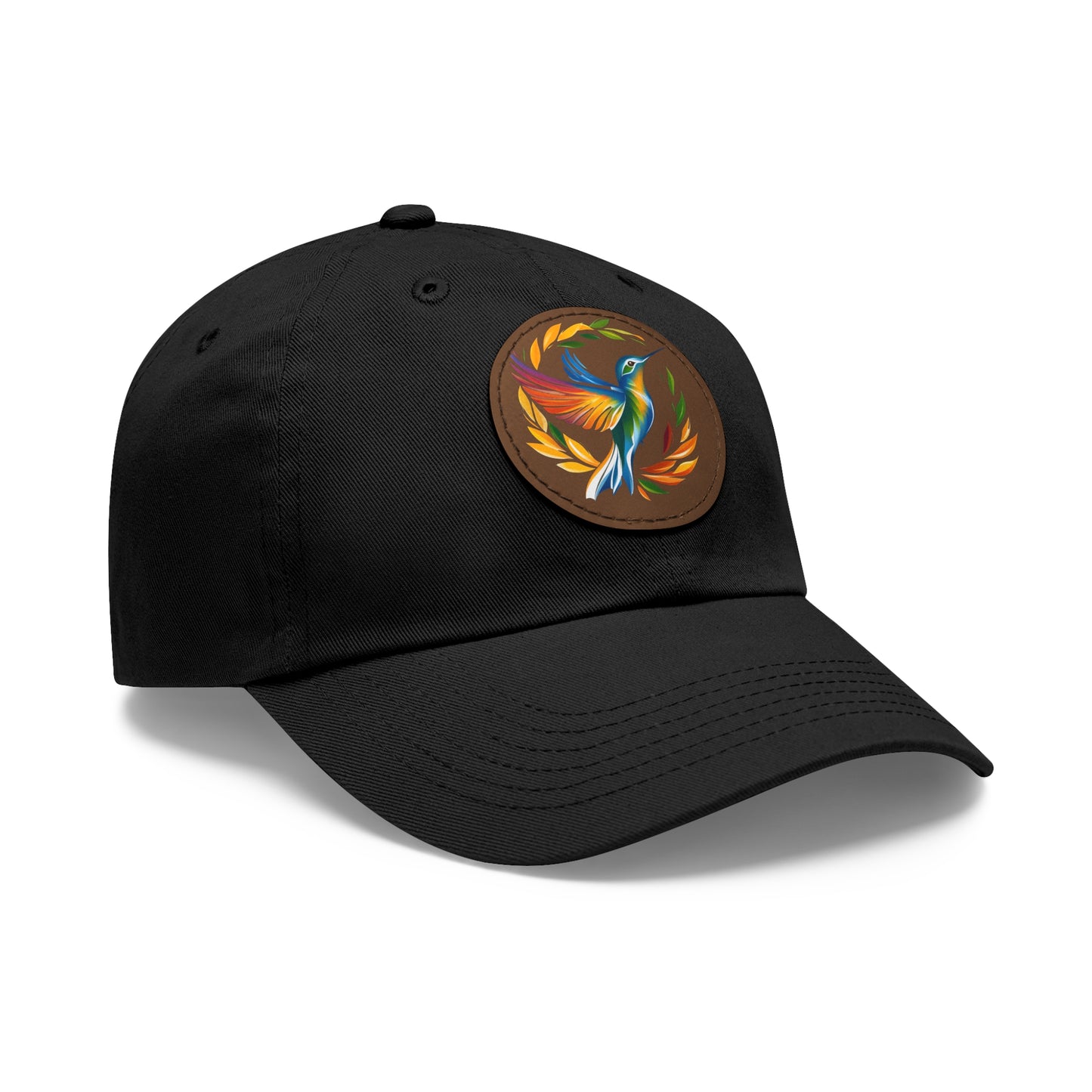 Hummingbird Rainbow Hat Leather Patch Cap