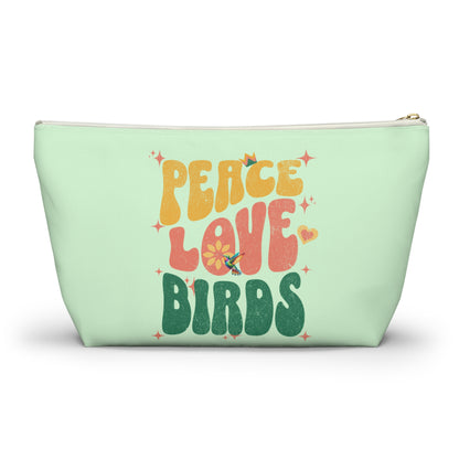 Peace Love Birds Accessory Pouch Green