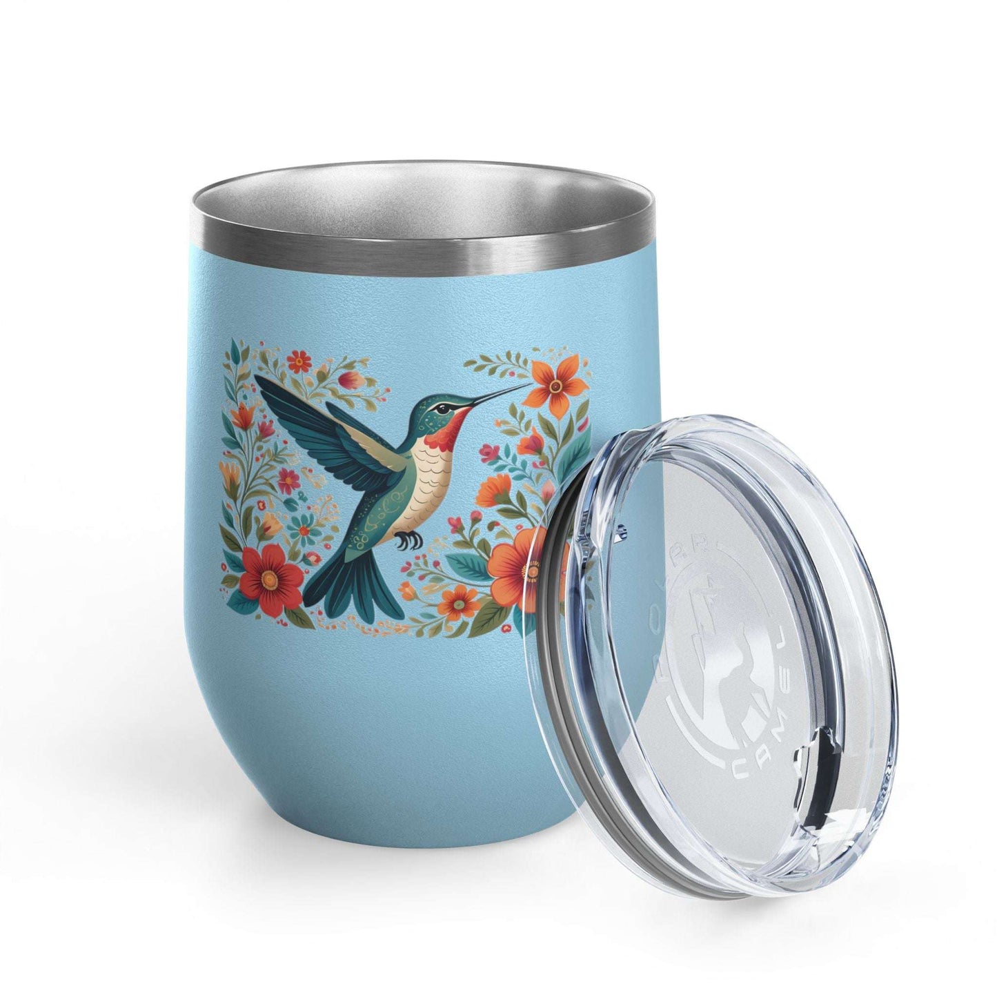 Hummingbird In Bloom Wine Tumbler- 12oz Insulated Cup