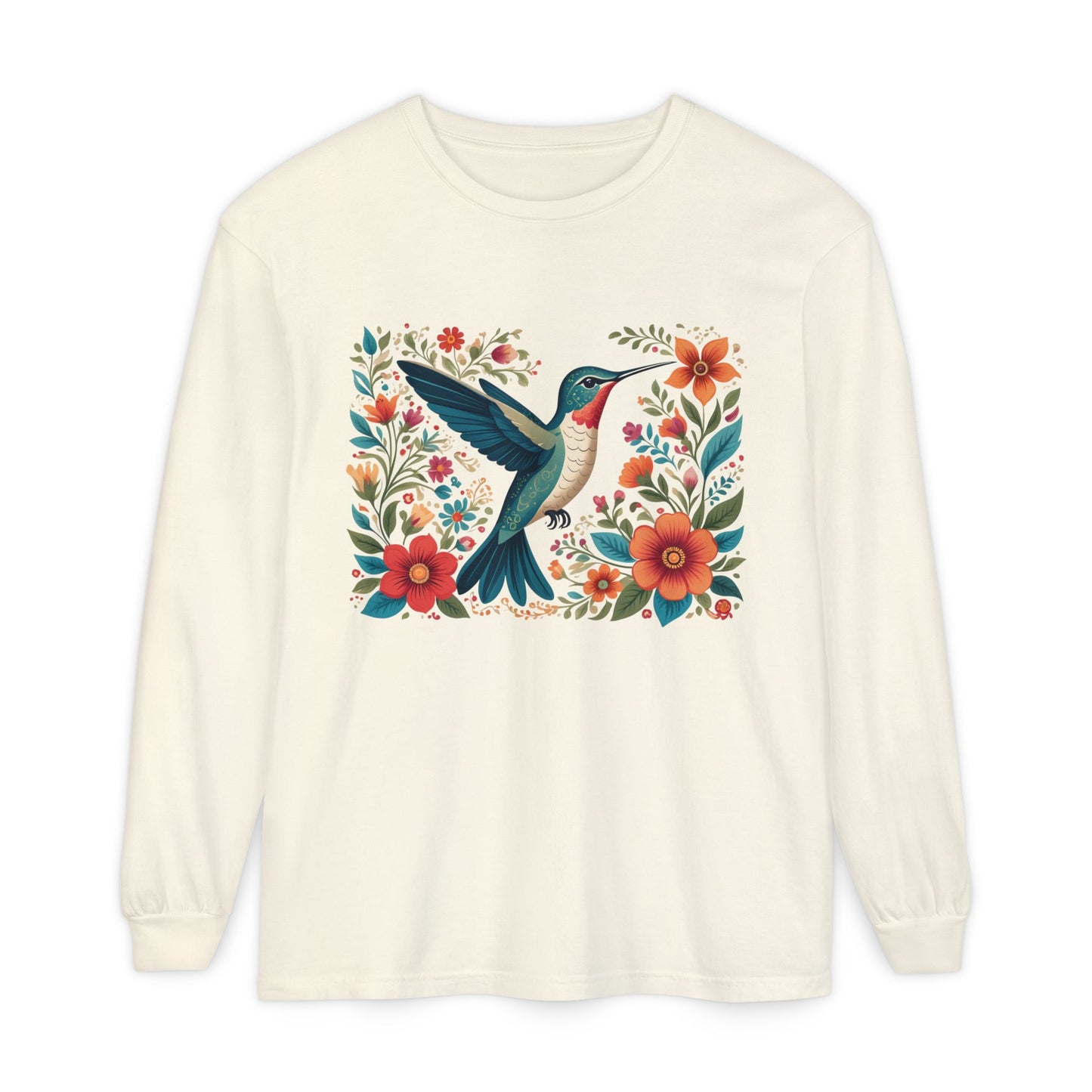 Hummingbird In Bloom Long Sleeve T-Shirt