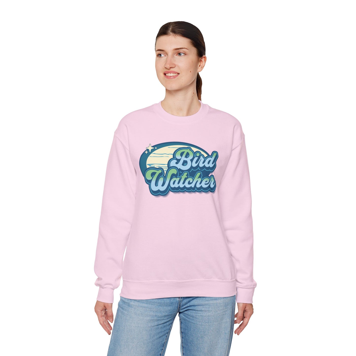 Bird Watcher Teal Graphic Unisex Crewneck Sweatshirt