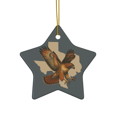 Texas Red Tail Hawk Ceramic Ornament — 4 Shape Options