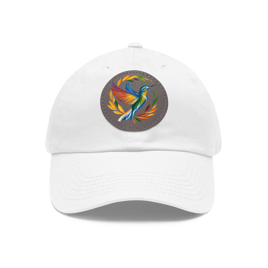 Hummingbird Rainbow Hat Leather Patch Cap