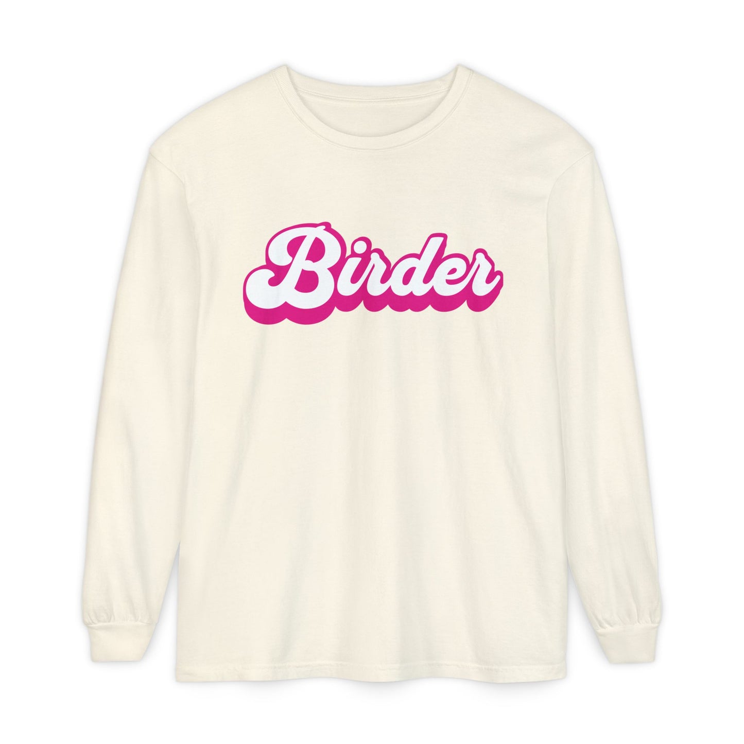 Pink Birder Unisex Garment-dyed Long Sleeve T-Shirt