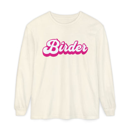 Pink Birder Unisex Garment-dyed Long Sleeve T-Shirt