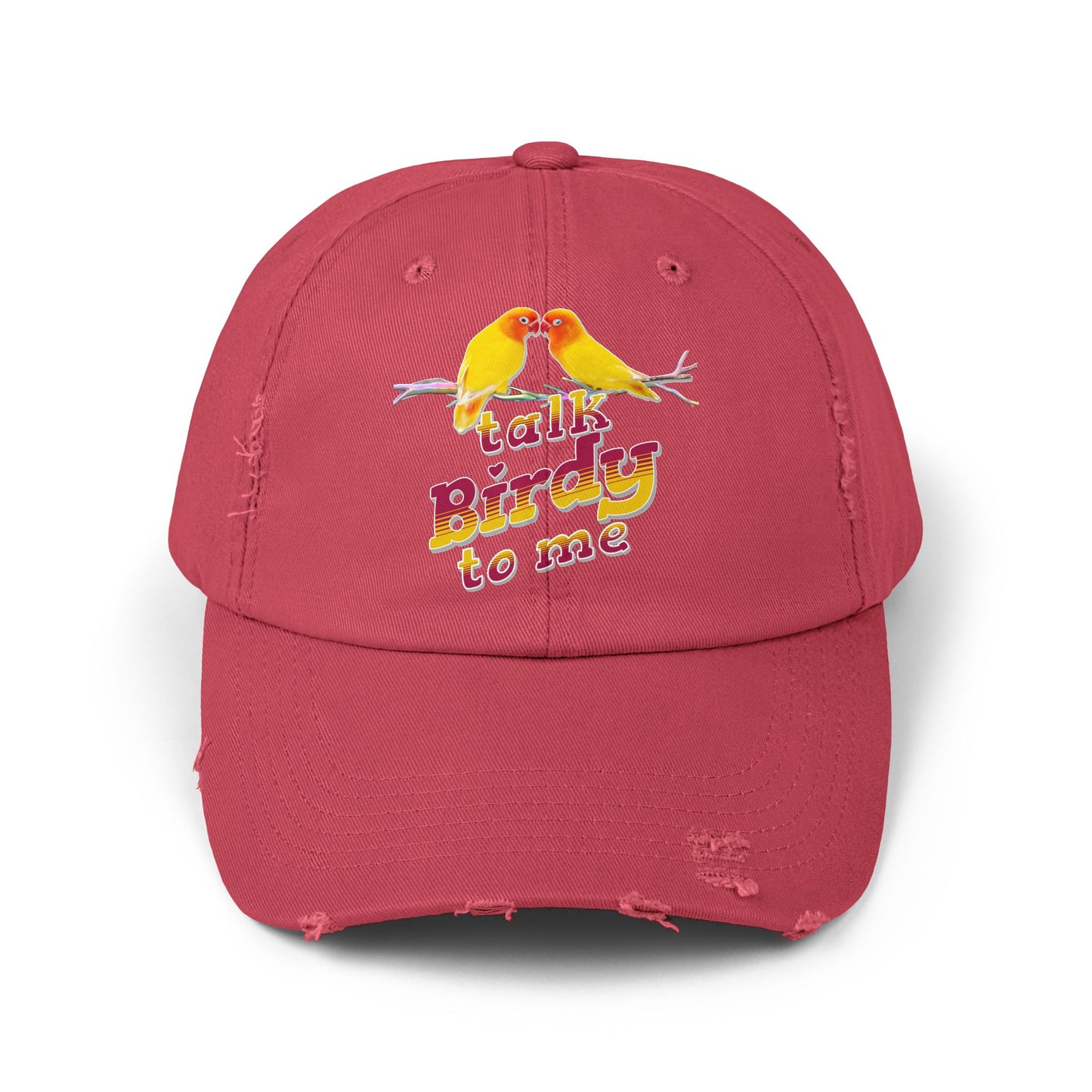 Talk Birdy To Me Distressed Cap, Casual Hat for Bird Lovers, Unique Gift for Nature Enthusiasts, Trendy Apparel for Outdoor Adventures
